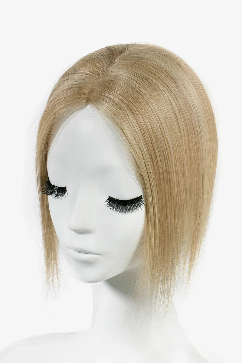Flavia Silk Top Remy Human Hair Topper Dark Blonde with Light Blonde #P10/16 Darker
